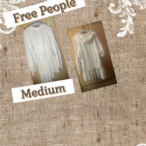 Free People Cream Hooded Tunic